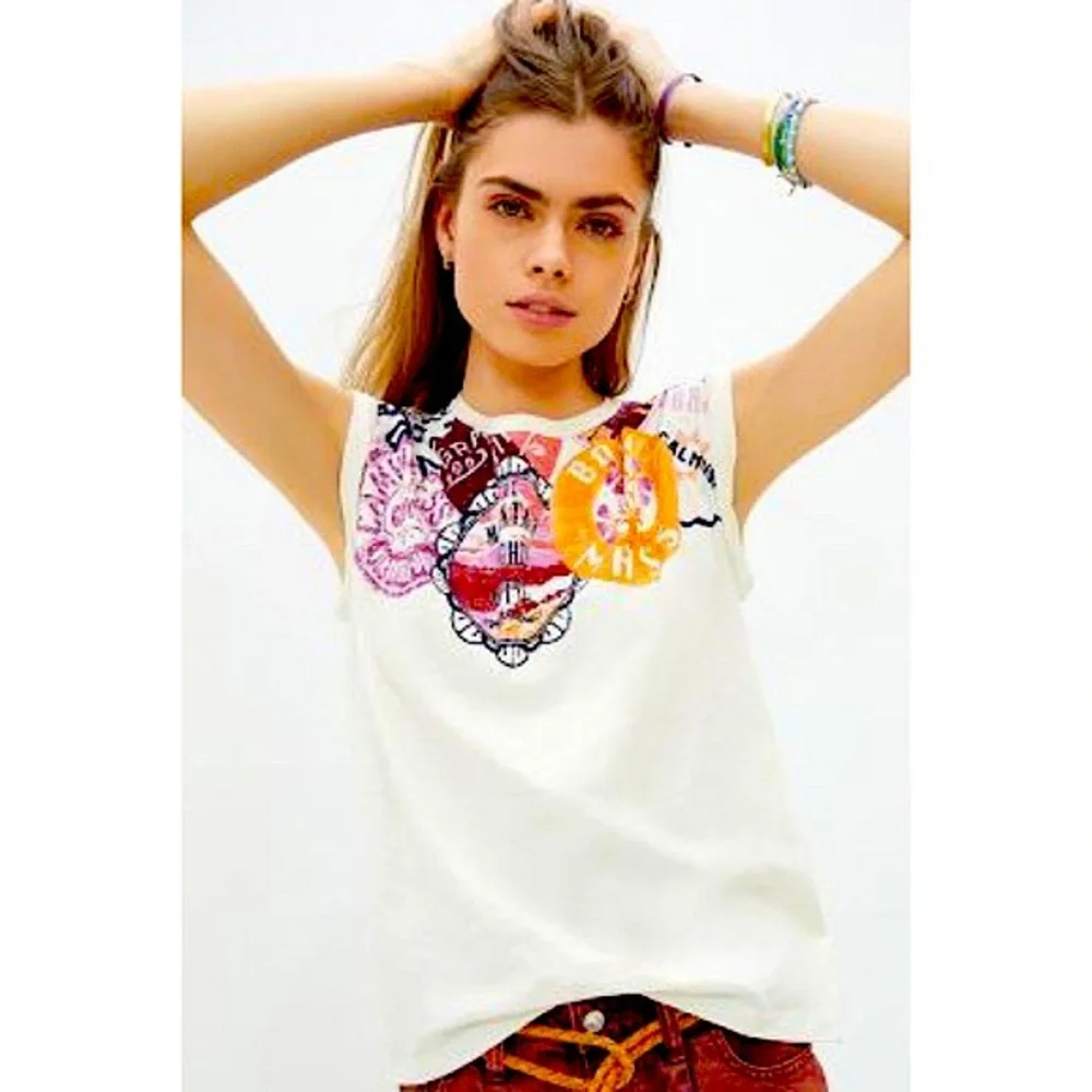 Anthropologie Maeve Carey Muscle Tee Ivory XS New - Picture 1 of 4